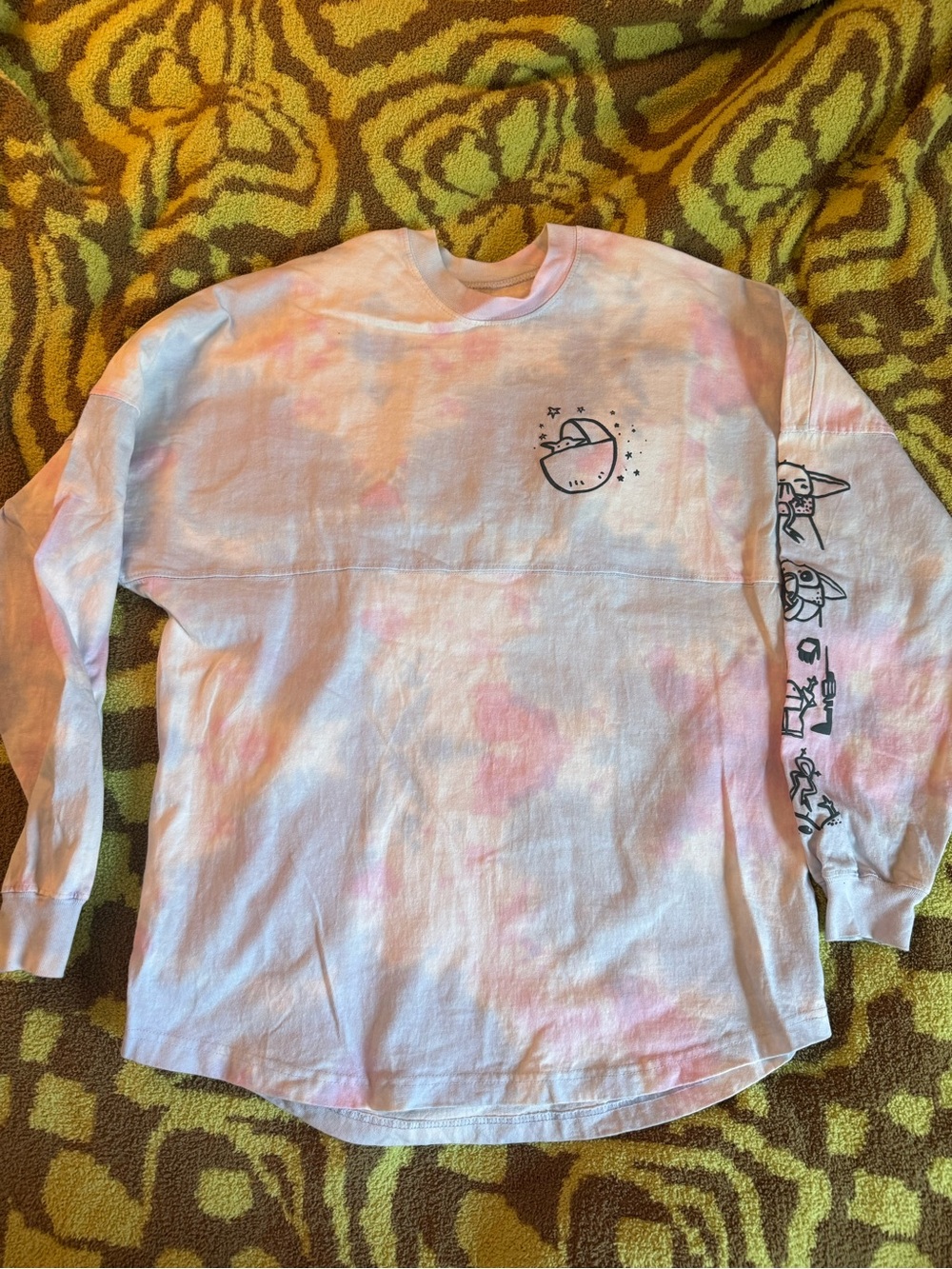 Disney Spirit Jersey Adult Size M Blue Tie-Dye Grogu Baby Yoda Mandalorian